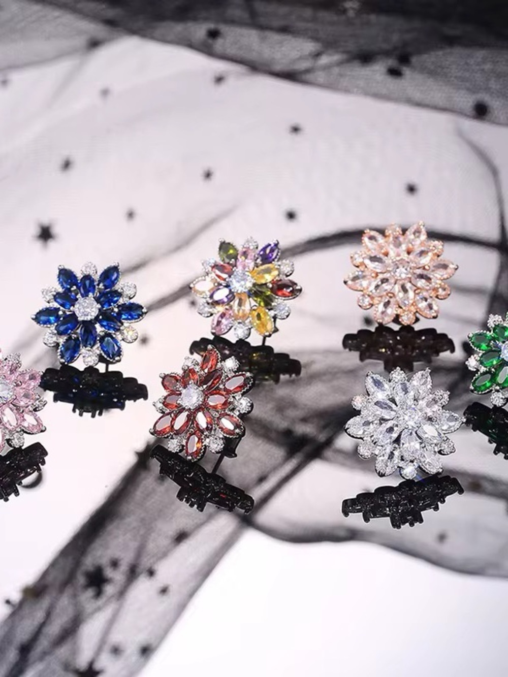 Floral Crystal Multicolor Hair Claw Clip - Elegant Women’s Jewelry